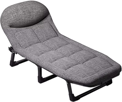 Opklapbed 1 Persoons - Logeerbed Campingbed - Flexibel Slapen - 6 Posities Verstelbaar - 180x60x30cm - Grijs