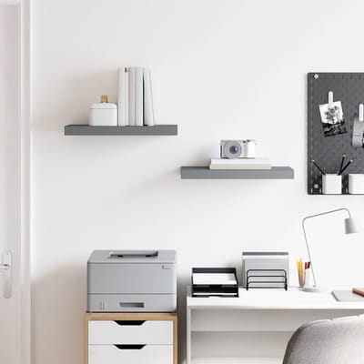 vidaXL - Wandschappen - zwevend - 2 - st - 50x23,5x3,8 - cm - MDF - hoogglans - grijs