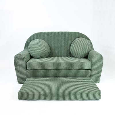 Dailygoods- Kinderbank Rosalia - klapbank met verlenging - corduroy - uitklapbare bank met 2 kussens - Oeko-Tex gecertificeerd - 96 x 57 x 48 cm - veilig voor kinderen - Kindersofa