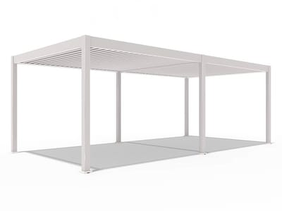 Orion Deluxe elektrische overkapping met LED - 360 x 720 cm - lichtgrijs - Elektrisch lamellen dak en Luxe uitstraling - Volledig Aluminium terrasoverkapping met LED verlichting - Perfect te gebruiken als Tuinprieel / Carport / Veranda / Pergola