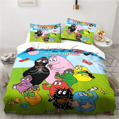 Schattige Cartoon Les Barbapapa Beddengoed Collectie Zachte Dekbedovertrek Volwassenen Kinderen Slaapkamer Enkel Dubbel King Size Bed Dekbedovertrek Kussensloop EU Twin 135x200cm