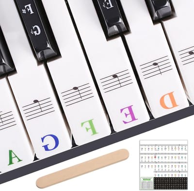 Pianostickers Noten - Toetsenbordstickers Leer - Piano Leren - Waterdicht PVC - 88 Toetsen - Transparant