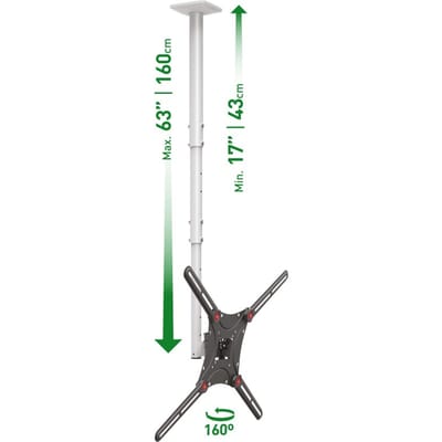 Barkan - Plafondbeugel 13 inch - 75 inch/33cm - 191cm - Vlak/Gebogen TV - Kijkhoek, Uittrekbaar, Draaibaar + Kantelbaar