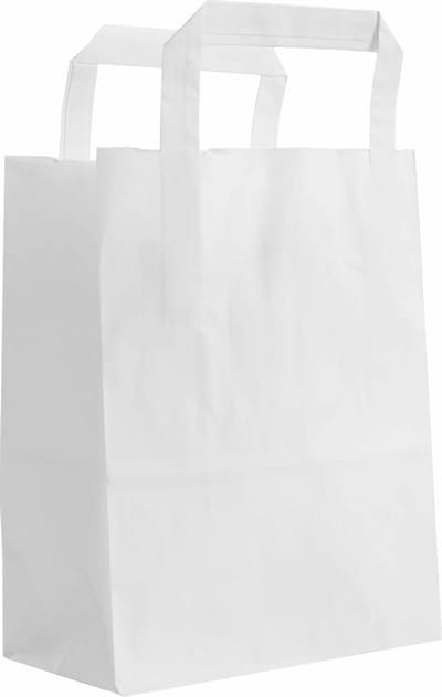 50x papieren tassen met plat handvat wit- 18x8x22cm