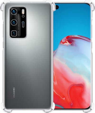 Hoesje - Geschikt voor Huawei P40 Pro - Sterk & Shockproof - Siliconen Shock Case - Hoes Cover - Telefoonhoes - Transparant