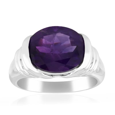 Cavill - 925 Sterling Zilveren Ring met 2,975 ct Zambia Amethist Ovaal Slijpvorm - Gerhodineerd - Elegante Paarse Edelsteen Ring - Maten 16-20