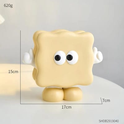 Boîte de rangement en résine en forme de biscuit, créative, mignonne, originale, ornements pour la maison, pièces de monnaie, tirelire, cadeau d'anniversaire pour enfants beige