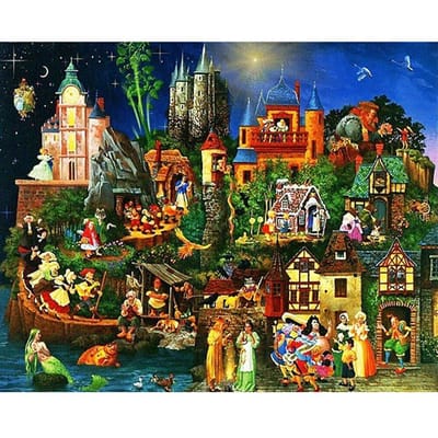 5D Diy Diamond Painting Fairy Castle Kingdom Kruissteek muursticker 20X30CM blue