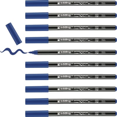 edding 4200 porseleinstift - staalblauw - 10 pennen - penseelpunt 1-4 mm - viltstift voor het schilderen en decoreren van keramiek, porselein - vaatwasmachinebestendig, lichtechte inkt, sneldrogend