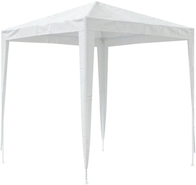 Partytent 2 x 2 m - Wit - UV-bestendig & Waterresistent - Compact Paviljoen met IJzeren Frame - Tuintent voor Feestjes en Evenementen - Hoogte 2.4 m