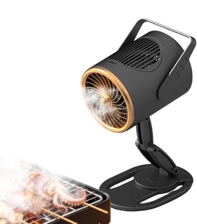 Draagbare afzuigventilator — Desktop-luchtafzuiger — Ventilator met luchtzuivering en 3 instelbare snelheidsstanden — Draagbare luchtafzuiger met verstelbare standaard — Ideaal voor campers, binnen- en buitengebruik, barbecues en kamperen