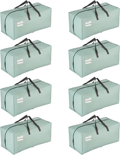 Verhuiszakken - Opbergzakken - Spullen Opslaan - Draagbaar als Rugzak - 8 Stuks - Licht Groen Mat