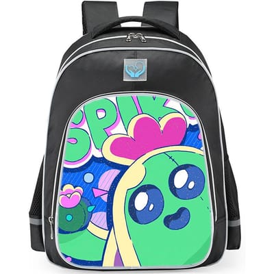Brawl Stars Kleurrijke Geestenhond Print Zwarte Achtergrond Sci-Fi Stijl Dubbelzijdige Reflecterende Strip Grote Capaciteit Schooltas reflective black - large