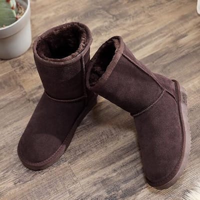 Sneeuwlaarzen Dames 'S Middletube Leer Warm En Anti-Slip Bont Geïntegreerd Pluche Verdikt Dames Katoenen Schoenen Kwaliteit Dames 'Sboots 38 koffie
