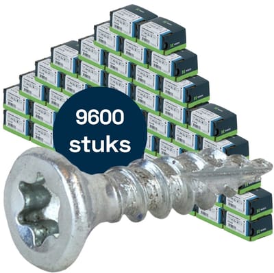 Radix Torx 20 Spaanplaatschroef - Platkop + Snijpunt - 3,5 x 16mm - Verzinkt - Voldraad (9600 stuks) VOLLE DOOS!
