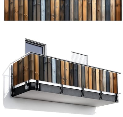 Balkonscherm 500x85 cm - Balkonposter Hout - Planken - Gemengd - Balkon scherm decoratie - Balkonschermen - Balkondoek zonnescherm