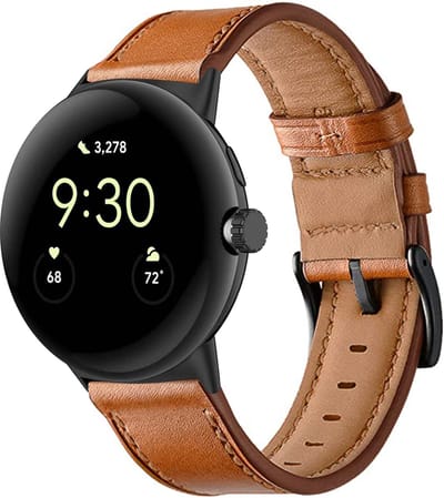 Stravo Leren Bandje – Geschikt voor Google Pixel Watch 4 / Pixel Watch 3 / Pixel Watch 2 – 45mm – Leather Horlogebandje van Echt Leer – Bruin
