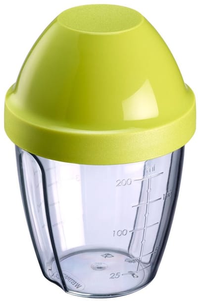 Westmark Mixbeker/shaker met verwijderbare mengschijf, inhoud: 0,25 l, hoogte: 12,8 cm, kunststof, BPA-vrij, Mix-Ei, kleur: doorzichtig/groen, 3089227A