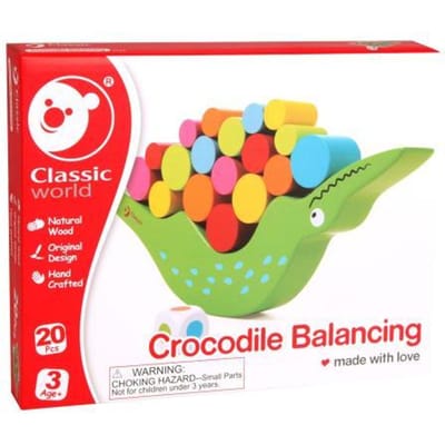 CLASSIC WORLD Arcade Balanceerspel voor kinderen Krokodil + kubus 20 stuks