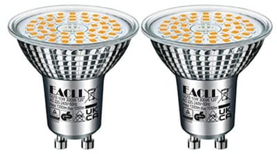 EACLL GU10 LED lamp, koud wit 10W vervangt halogeenlampen van 140W Set van 2 stuks, 1050 Lumen 3000K, geen flikkering, AC 230 V, stralingshoek van 120 graden, niet dimbaar