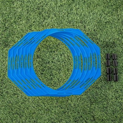 Agility Ringen Set - Trainingsringen Obstakels - Sporttraining Verbeteren - Plat Ontwerp Makkelijk Plaatsen - Diameter 42cm - Hemelsblauw