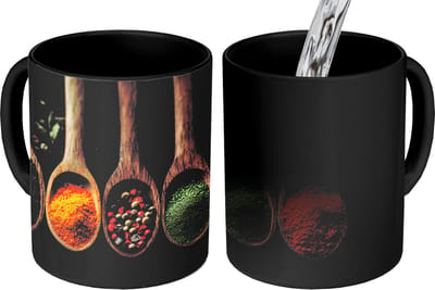 Magische Mok - Foto op Warmte Mokken - Koffiemok - Houten - Lepels - Specerijen - Kruiden - Magic Mok - Beker - 350 ML - Theemok