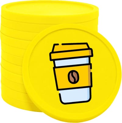 CombiCraft Koffie-To-Go consumptiemunten neon geel - Ø29mm enkelzijdig bedrukt - 100 stuks