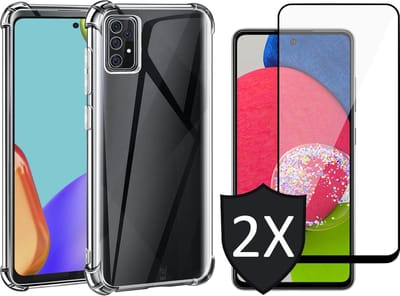 Hoesje geschikt voor Samsung Galaxy A52s Hoesje Met 2x Screenprotector - Shock Proof Case - Transparant
