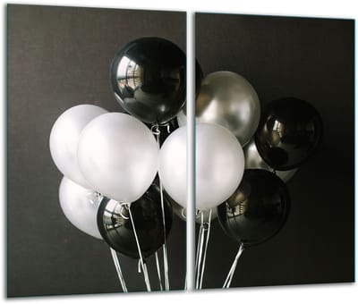 TMK ArtDeko 30x52 Serie - Glazen Snijplank - Ballonontwerp - Inductieveilig - 2 Stuks