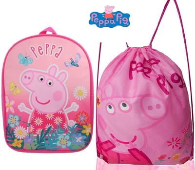 PEPPA PIG Rugzak & Gymtas Zwemtas Bloemetjes Roze 2-5 Jaar