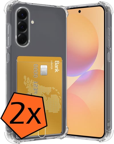 Hoes - 2 Stuks - Geschikt voor Samsung Galaxy A36 - Met Pashouder en Kaarthouder - Telefoon Hoesje Shockproof - Siliconen Case - Back Cover - Shock Proof - Pasjes Houder - Transparant