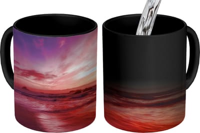 Magische Mok - Foto op Warmte Mokken - Koffiemok - Strand - Zee - Natuur - Avond - Magic Mok - Beker - 350 ML - Theemok