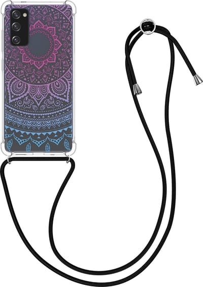 kwmobile telefoonhoesje geschikt voor Samsung Galaxy S20 FE - Hoesje met telefoonkoord - Back cover voor smartphone - Case in blauw / roze / transparant