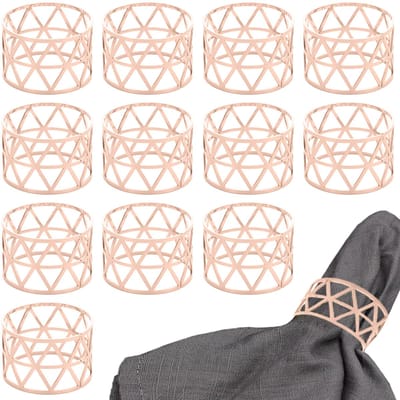 QTTVBTNA 12 Stuks Servetringen –Roségoud–Metalen Servetring Set – 3x4,5 cm – Elegant Design voor Feest & Diner