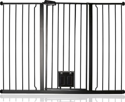 Bettacare Hoog Hek met Kattenluik, 133,2cm - 140,8cm, Zwart, 104cm Hoog