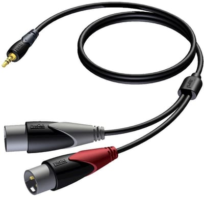 Procab CLA712 2x XLR mannelijk - 3,5mm Jack stereo mannelijk kabel - 1,5 meter