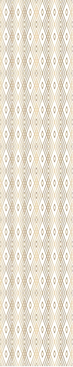 Voorgelijmd vliesbehang - Scandinavisch Art Deco wit en goud diamantpatroon - 1 rol van 300x60 cm