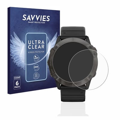 Savvies - Screenprotector voor Garmin Fenix 6X Pro - Folie Beschermfolie transparant 6 Stuks