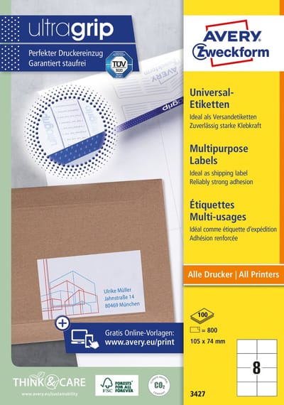 Etiket avery 3427 105x74mm wit 800st | 5 stuks