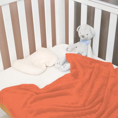 Knuffelbaar babydeken, 70 x 100 cm - Pluizig, superzacht fleece kinderdeken - Oranje