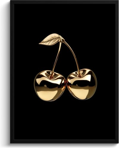 Fotolijst inclusief poster - Posterlijst 60x80 cm - Posters - Kersen - Zwart - Goud - Chrome - Foto in lijst - Keuken decoratie muur - Wanddecoratie accessoires - Muurdecoratie - Schilderijen