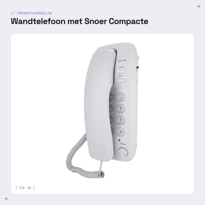 Dailygoods- Wandtelefoon met snoer - Compacte Telefoon - Vaste Telefoon - Analoge Telefoon - Desktopeenheid - Geschikt voor Thuis/Kantoor