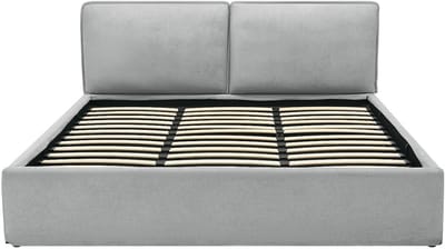 Vente-unique Bed met opbergruimte stof lichtgrijs 180 x 200 cm (Super King Size Bed)