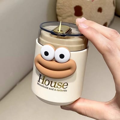 Porte-cure-dents en plastique, boîte à cure-dents automatique, conteneur de rangement créatif, décoration de bureau, gadgets ménagers beige