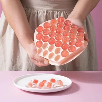 Moules à glaçons ronds en plastique avec trous de drainage, moules portables de grande capacité pour hockey sur glace, bacs à glaçons, boîte, accessoires de cuisine rose