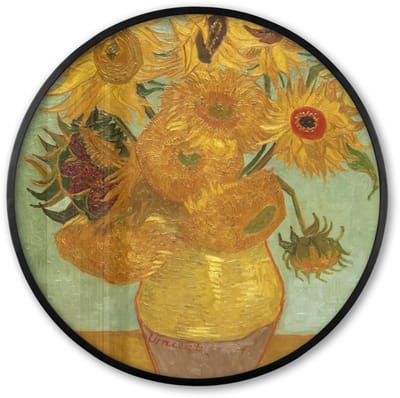 Poster in lijst Rond - Fotolijst 60x60 cm - Posters - Zonnebloemen - Vincent van Gogh - Ronde posterlijst zwart - Decoratie - Wanddecoratie woonkamer - Muurdecoratie slaapkamer