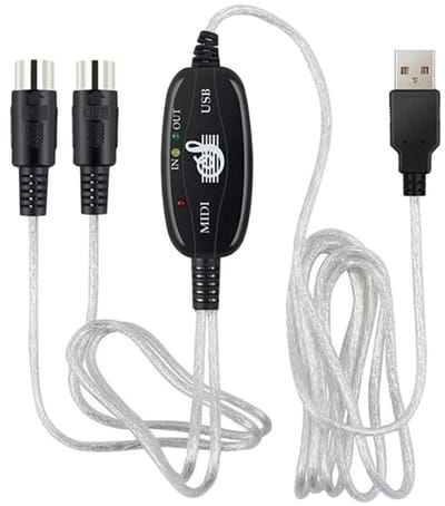 WiseGoods Premium USB-A Naar DIN 5-Pins MIDI Kabeladapter - Audio Converter - Voor Piano & Instrumenten - Audiokabel 2M USB