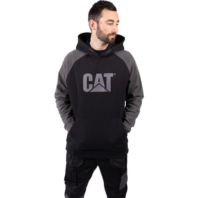Caterpillar Raglan Katoenen Zwarte Hoodie voor Mannen