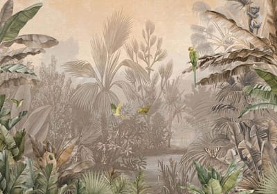 Fotobehang JungleParadiseSepia DD120245 A.S. Création Cuba Beige Creme Bruin Vlies 280 x 400 cm (4 Teile) 3D Fotobehang op maat
