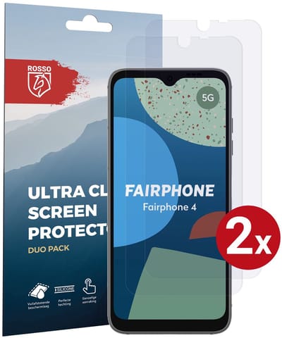 Rosso Screen Protector Geschikt voor FairPhone 4 | Ultra Clear Duo Pack | TPU Folie | Case Friendly Beschermfolie | 2 Stuks